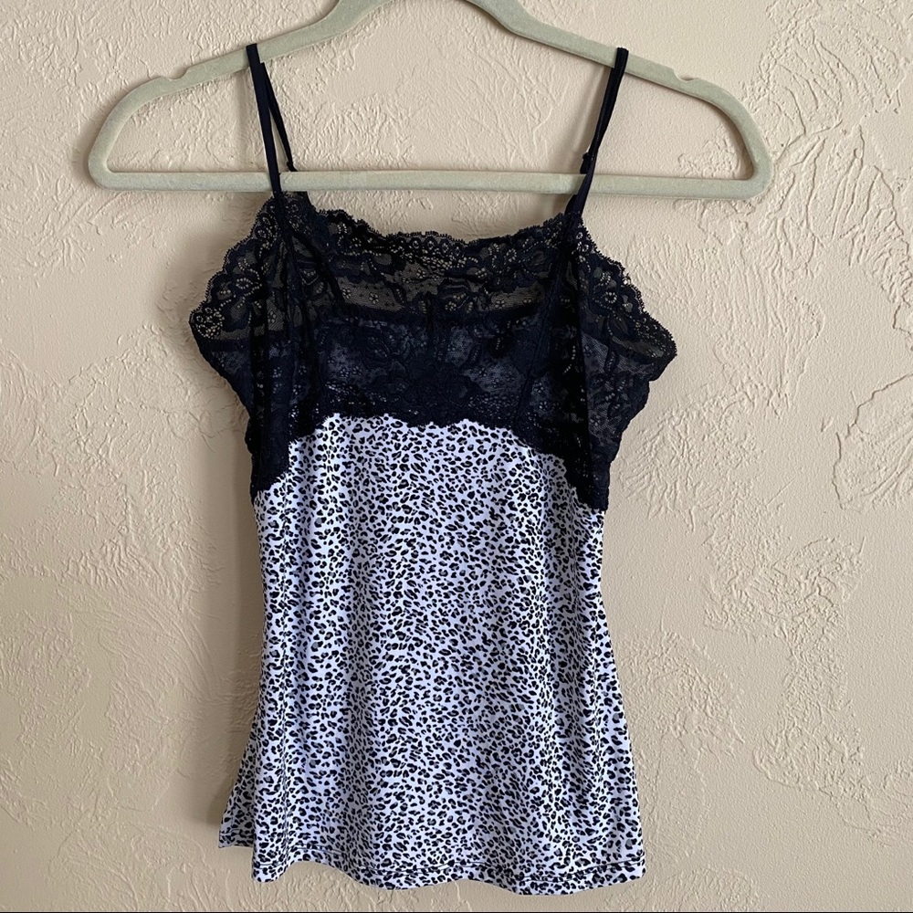 Jones New York Lace Top Leopard Print Cami sz S